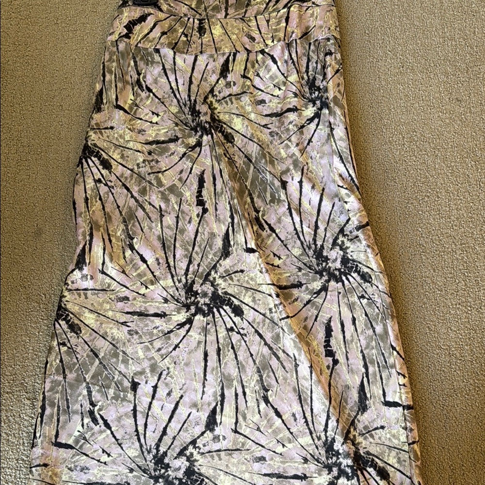 Elegant Black and Cream Women's Skirt, midi length, side zipper, cut on the bias
